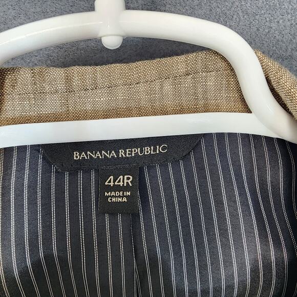 Banana Republic Mens Sport Coat 44R Slim Fit Linen Oatmeal Yacht Preppy Beachy - Picture 3 of 16